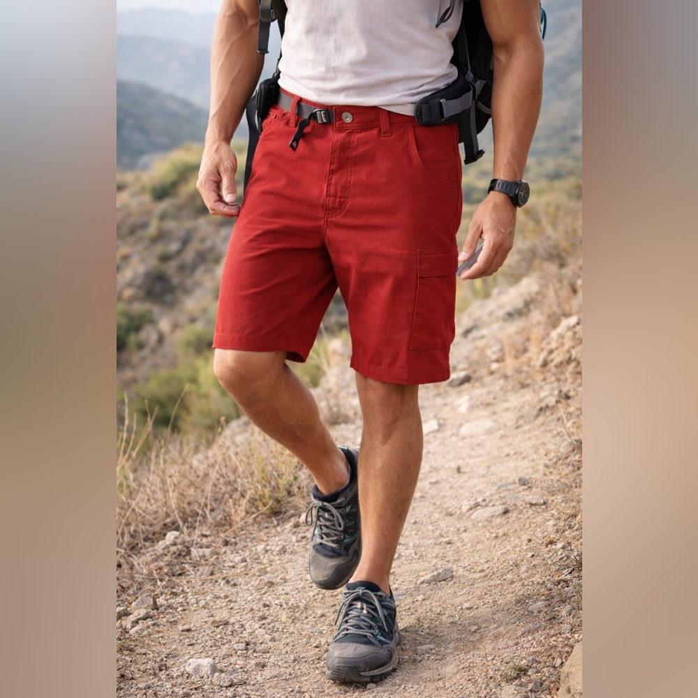 Prana Men Red Cargo Shorts Size S Outdoor Hiking Lightweight Stretch Casual
